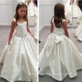 White Straps Flower Girl Dress avec une robe en perles First Communion Robes pour filles Robes de scène MF894